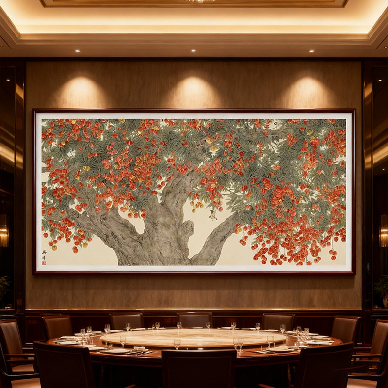 吉雪鸟新中式静物画风景直印油画布金属框装裱客厅玄关装饰画挂画