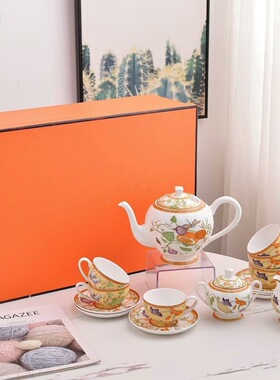 爱马家欧式轻奢陶瓷杯子咖啡具组合套装15头咖啡具水果系列