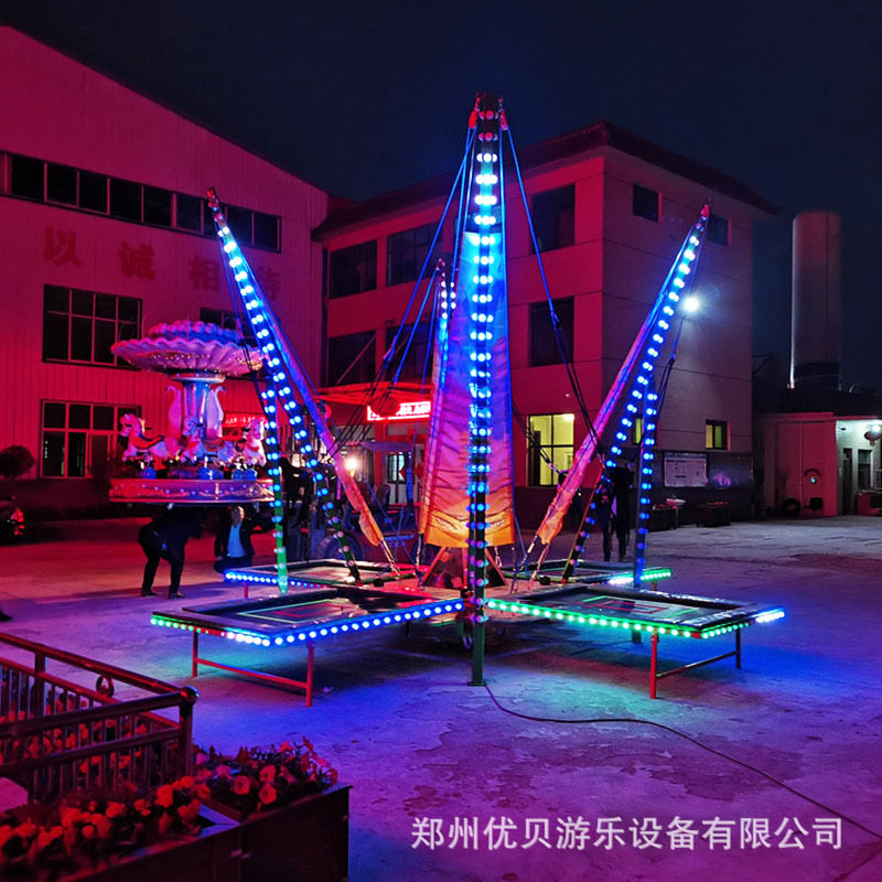 儿童新款发光四人蹦极厂家供应弹力绳 网红弹簧手动跳床配件