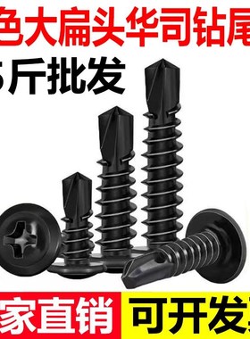 黑色华司十字大扁头自攻螺丝钻尾丝自钻燕尾钉圆X头螺钉木螺丝