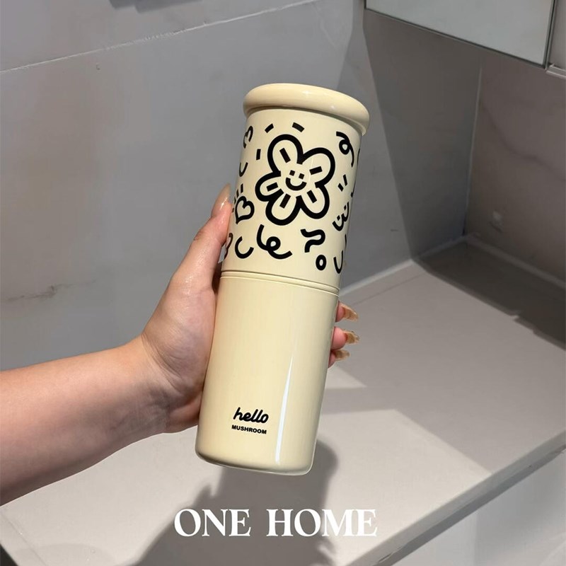 创意涂鸦洗漱杯牙杯旅行便携漱口杯牙刷K杯家用卫生间情侣款一对