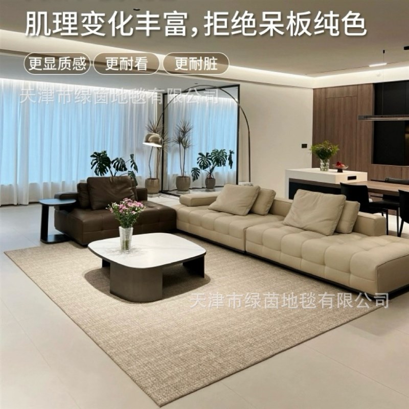 大宅标配耐脏宝藏新西兰高脂羊毛地毯纯色侘寂客厅卧室高级感地垫