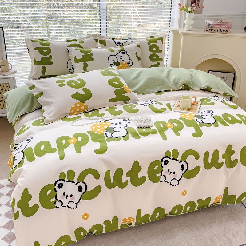 春秋纯磨毛亲肤棉春夏四件套加厚斜纹双面被套卡通学生宿舍三件套