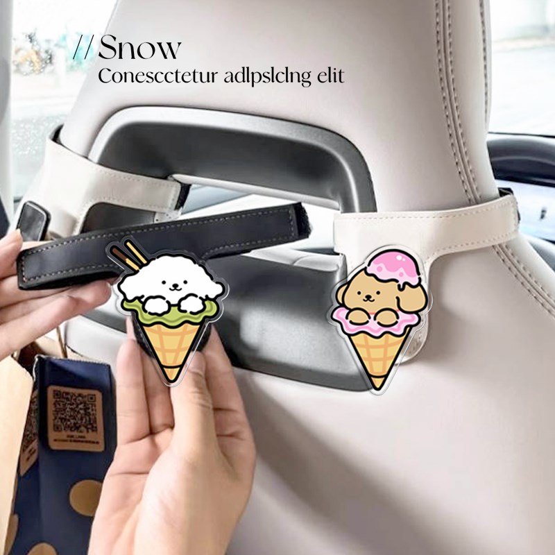 雪糕小狗车载挂钩后排座位一体式B汽车运动座椅背挂勾车内收纳神