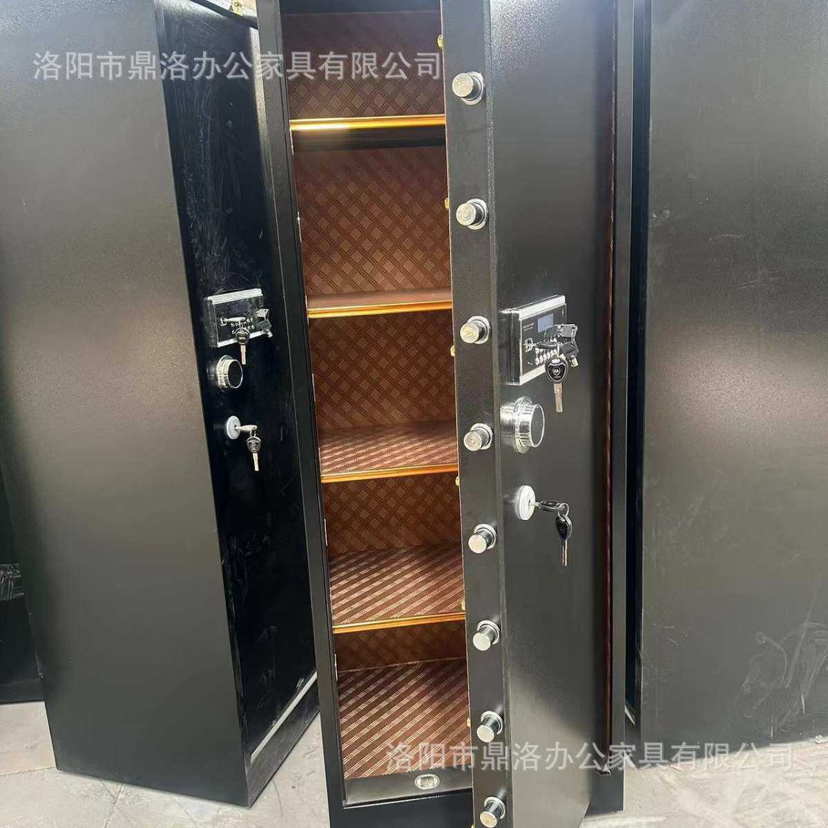 1米8保险柜单门全钢家用办公防盗指纹密码黑/咖保管箱密码锁