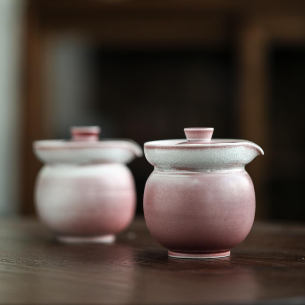 粉色少女手抓宝瓶泡菜坛子开片茶具陶瓷手工手抓壶二才溪红茶壶