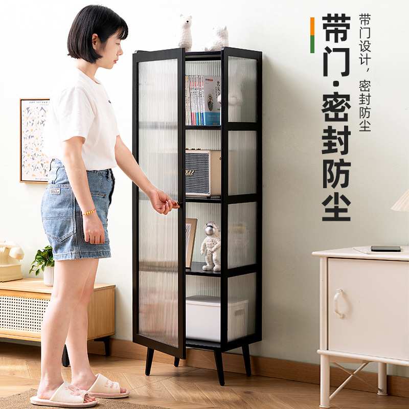 家庭收纳柜子储物柜置物柜多层带柜门卧室家用落地置物架书架书柜