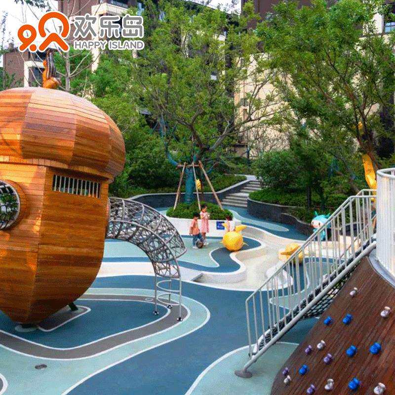 橡果主题无动力乐园设计小区儿童不锈钢滑梯公园景区游乐设备厂家
