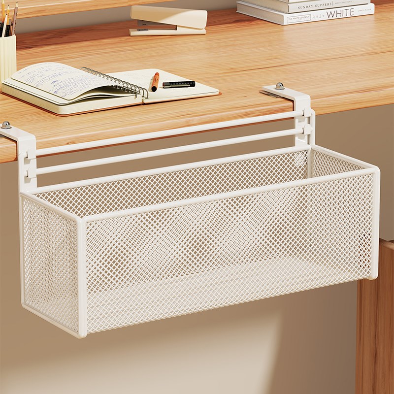 办公室桌下置物架免打孔悬挂神y器整理架桌底工位整理用品桌边挂