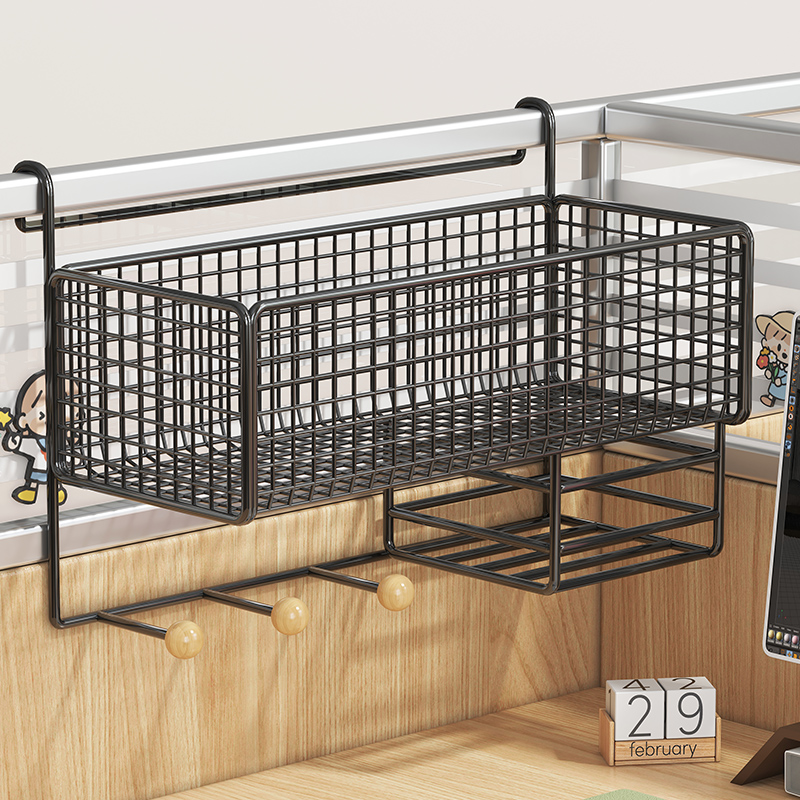 办公室收纳置物架k工位整理神器桌面好物挂篮壁挂式纸巾盒铁艺挂