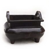 商务公家居桌面金属工艺品摆件长方形双耳紫铜