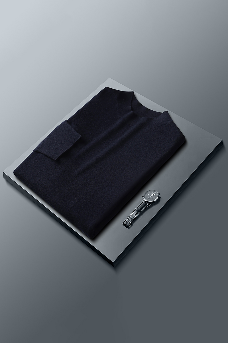 100%纯山羊绒衫男半高领毛衣宽松针织打底【精纺薄款巨暖羊绒衫