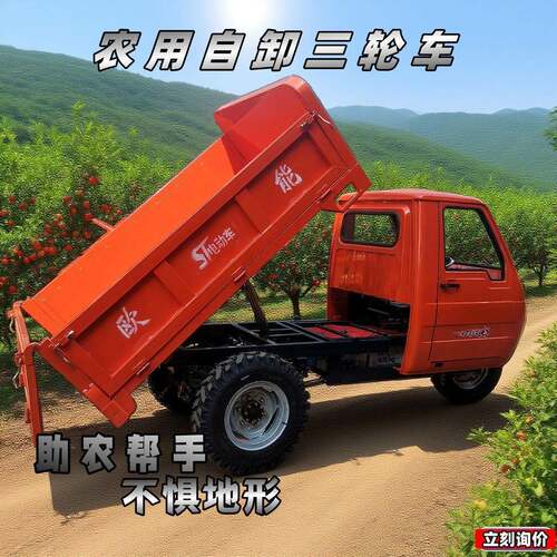 自卸运输车工程爬坡农用柴油三轮车翻斗车电动养殖建筑工地拉粮王