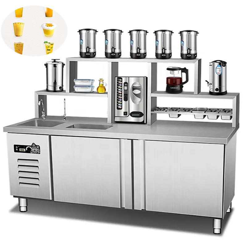 商用水吧工作台不锈钢冰箱保鲜冷藏柜饮品店操作台冰柜奶茶店