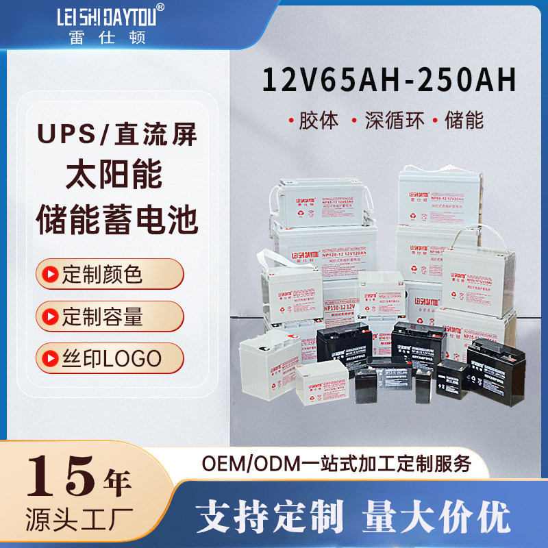 雷仕顿12V65AH100AH200AH太阳能胶体UPS直流屏铅酸免维护蓄电池