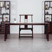 赞比亚血檀中式 画案书法桌实木办公桌紫檀写字台画桌红木书桌书房