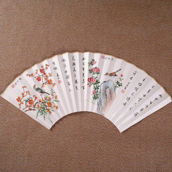 9寸9.5寸扇面画手绘书法苏工国画文玩折扇配件中国风山水花鸟纸面