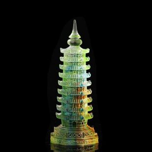 琉璃文昌塔摆件九层七彩水晶琉璃佛塔公桌书桌摆设客厅装饰品