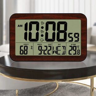 客厅电子时钟夜光挂钟数字钟表台式温湿度闹钟简约创意桌面家用