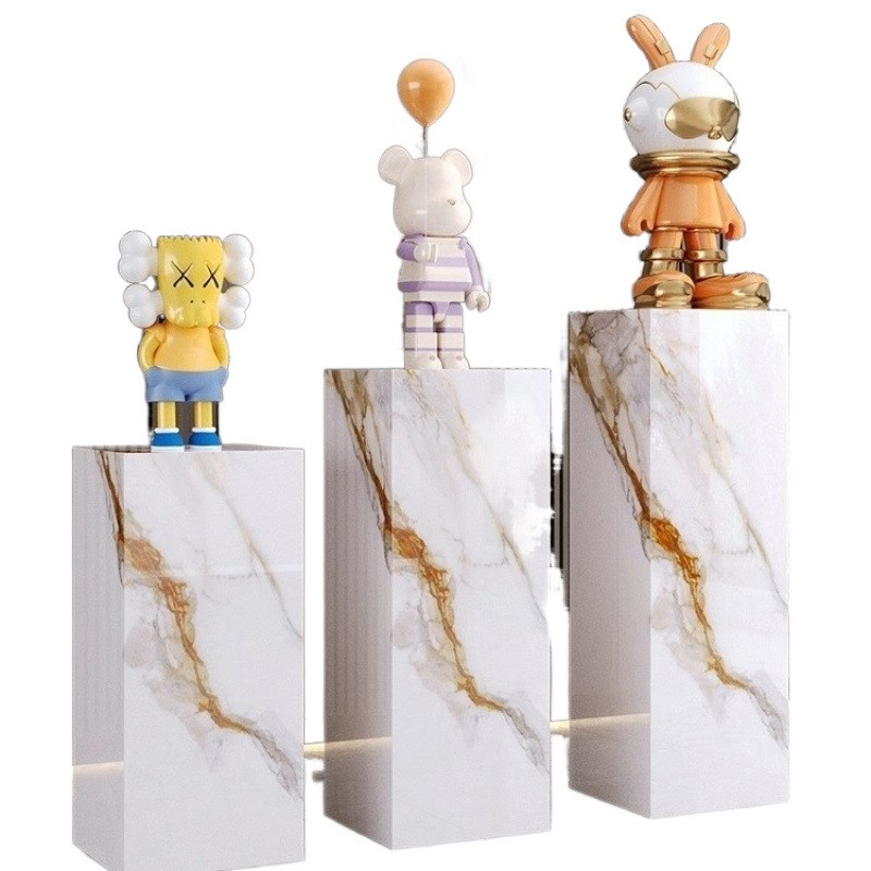 岩板摆台轻奢落地式酒店办公岩板花架展示台座客厅落地摆件大理石