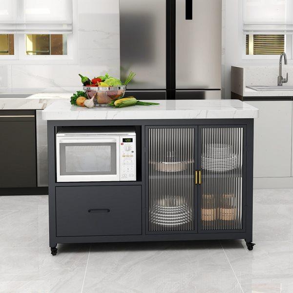 北欧现代开放式大理石厨房中岛料理台铁艺餐桌吧台桌餐边柜可移动,住宅家具,大理石餐桌,淘宝优惠券,粉丝福利购,淘宝优惠卷