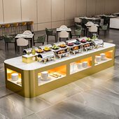 餐厅单位食堂快餐保温台双面自助餐商用中岛取餐台布菲台菜品摆台