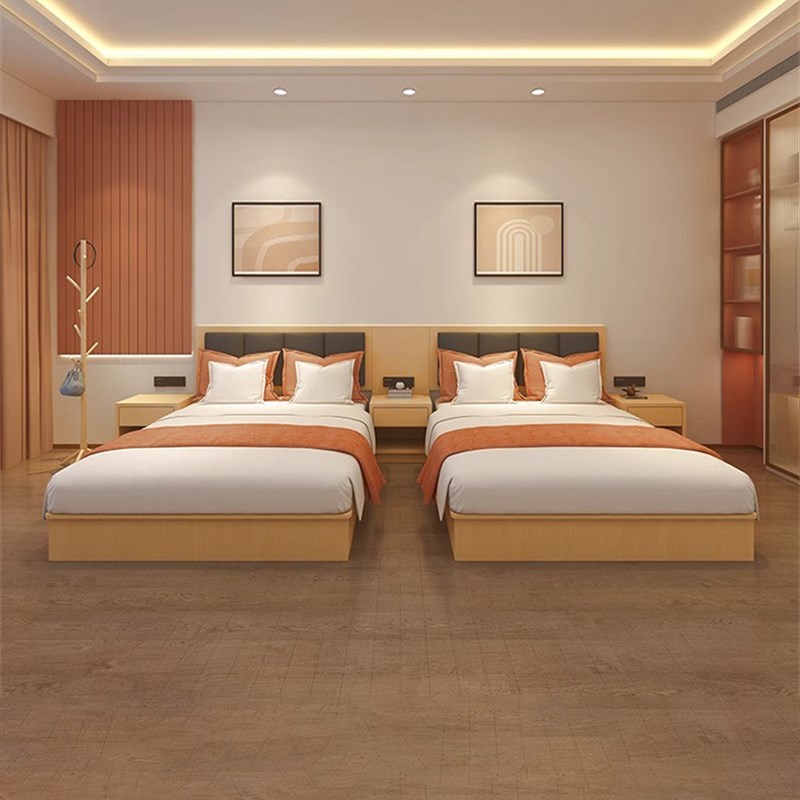 T酒店床箱宾馆家具标间全套公寓客房标准双人床民宿专用床工厂