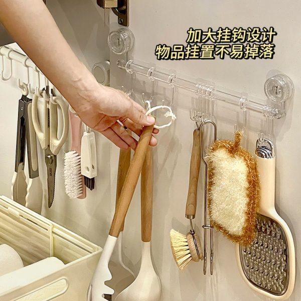 柜门连排挂钩免打孔吸盘厨房橱内侧可移动滑轨挂钩浴室墙面收纳架,家装主材,挂钩/挂衣钩,淘宝优惠券,粉丝福利购,淘宝优惠卷