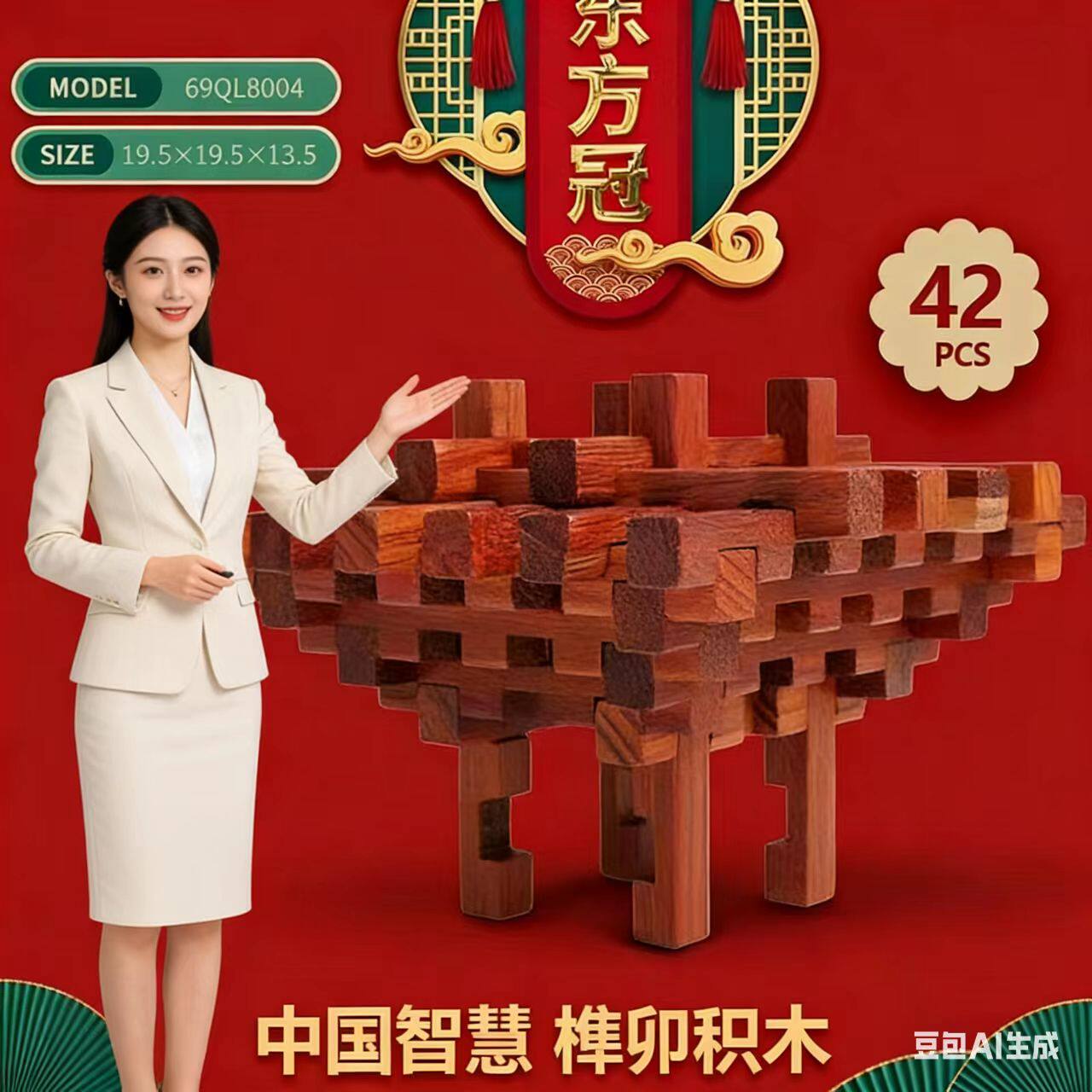 六一儿童节巧林榫卯积木中国古建筑拼装益智玩具小学幼儿园教具