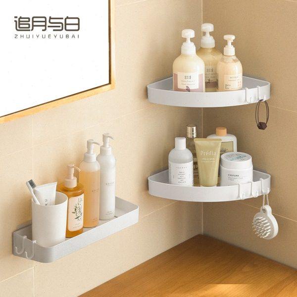 卫生间置物架免打孔厕所洗手间洗漱台浴室三角扇形收纳壁挂式架子