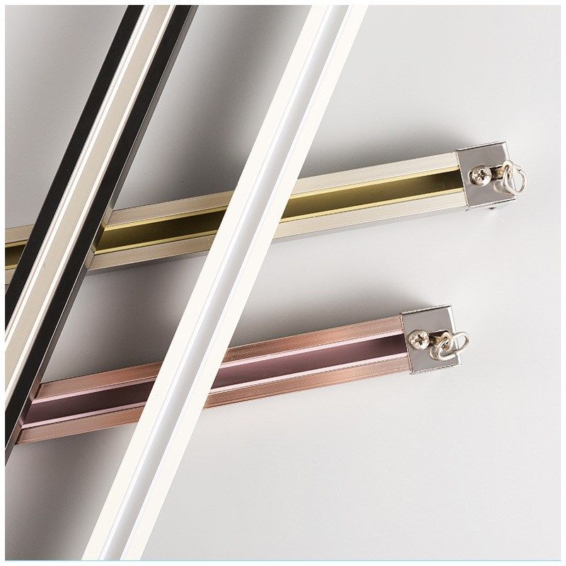 S588铝合金窗帘纳米静音轨道滑轨滑轮窗帘杆轨单双轨侧顶装挂钩窗
