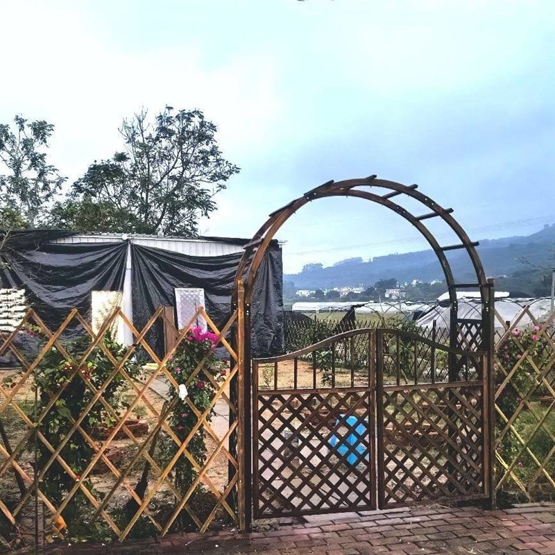 室外花架防腐木拱门爬藤架户外装饰花园弧形门栅栏围栏庭院葡萄架