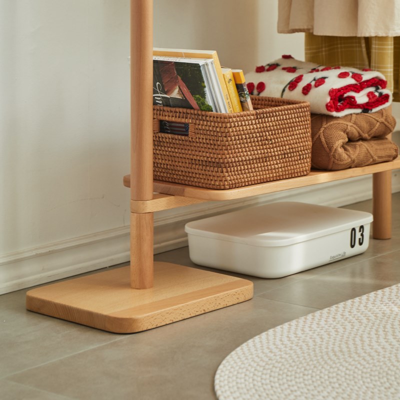 8V实木室内落地衣帽架卧室日式简约挂衣架客厅玄关衣物收纳架晾衣