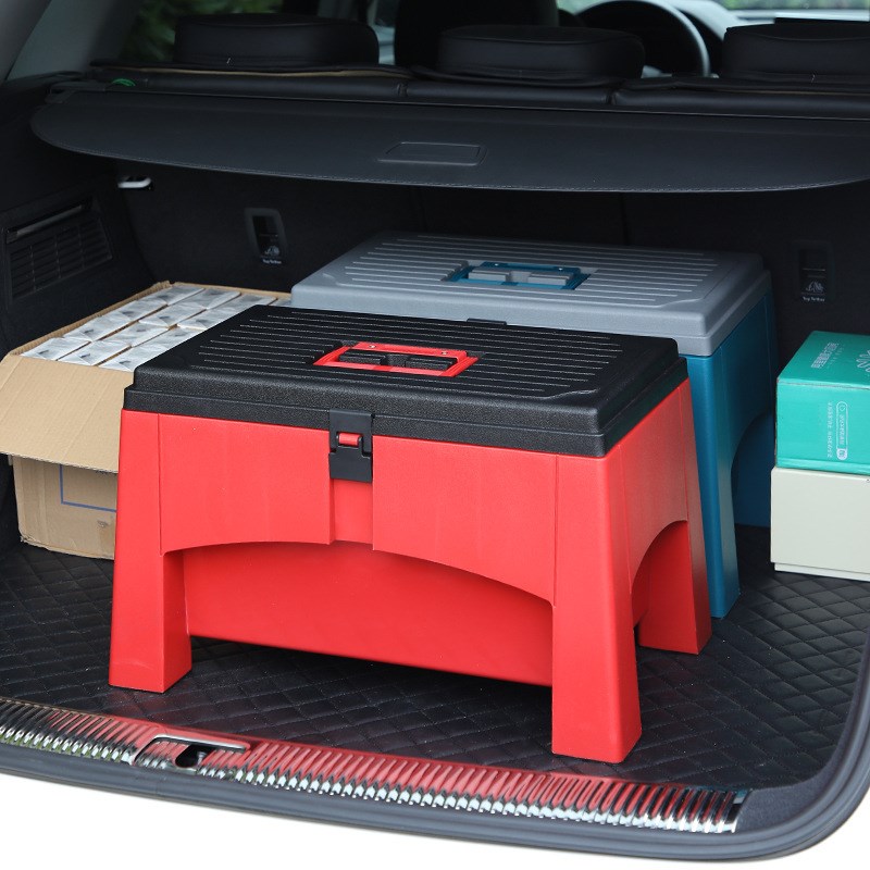 汽车后备箱储物箱塑料加厚分层手提工具箱钓鱼户外收纳箱整理箱