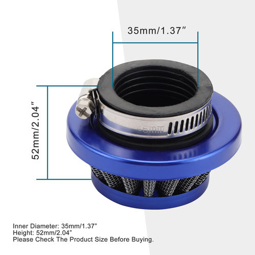 35mm金属空滤器适配 2冲 47cc 49cc 摩托车空气滤清器 蓝色