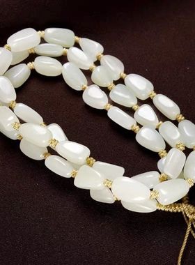 天然和田玉珠子手工编织玉坠玉佩项链绳子男女士款毛衣链带证书