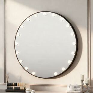 壁挂led化妆镜带灯泡梳妆镜工作室挂墙带灯化妆补光镜美妆镜