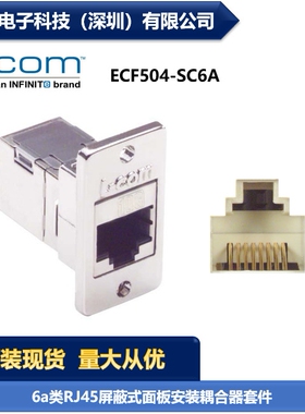 L-COM ECF504-SC6A 6a类RJ45屏蔽面板安装耦合器套件 连接器现货