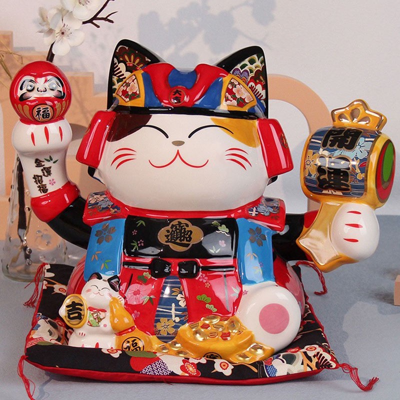 福缘大号陶瓷武士招财猫礼品店铺开业礼物存钱罐客厅家居玄关装饰