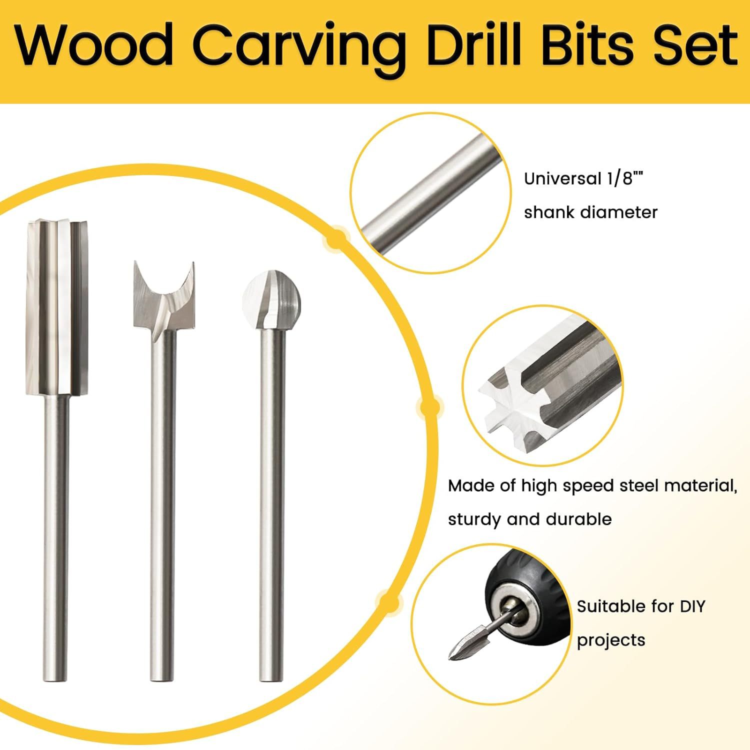 木雕钻头套装与 Dremel 旋转工具兼容 11 件雕刻钻配件钻头