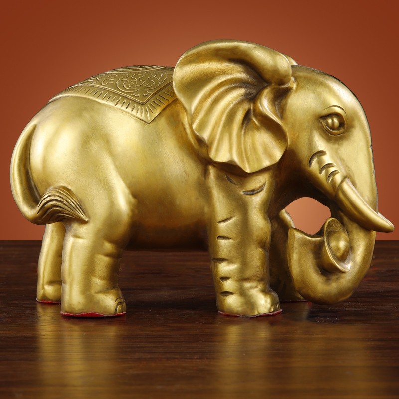 铜象摆件一对吸水大象摆件客厅酒柜家居乔迁办公室W店铺装饰工艺