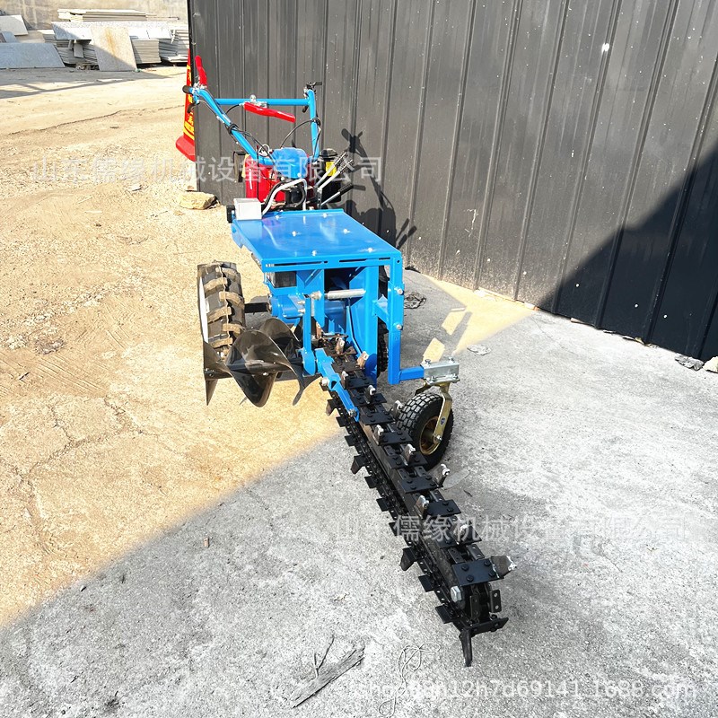 单双链条式d果园开沟机 手扶自走挖沟机 地埋线开槽机 深浅可调