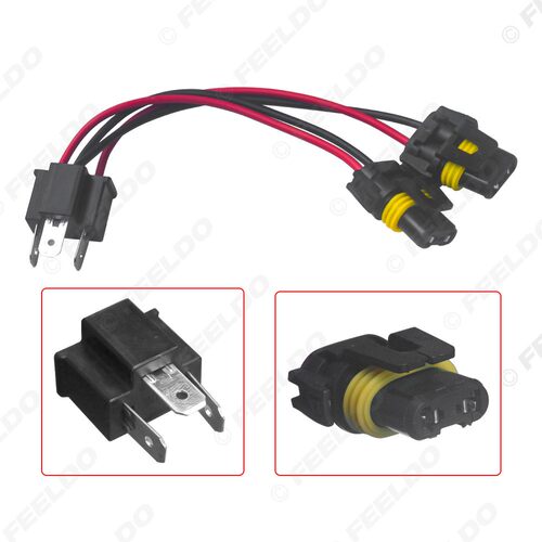 H4转9006宽槽灯座线两个头灯座线 汽车LED HID车灯转接线灯座线