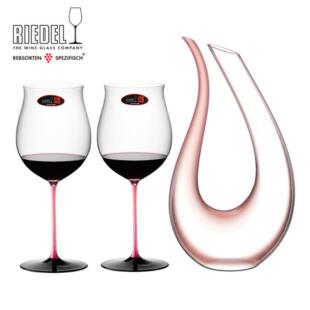 奥地利进口 粉领结水晶高脚杯醒酒器分酒器红酒杯套装