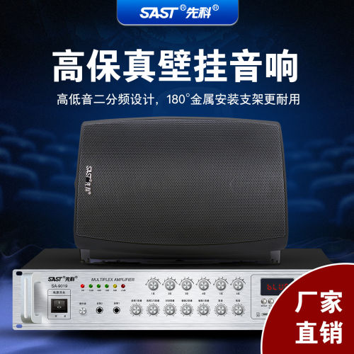 先科P50壁挂音箱音响店铺用挂壁式吸顶商用功放套装会议餐厅喇叭