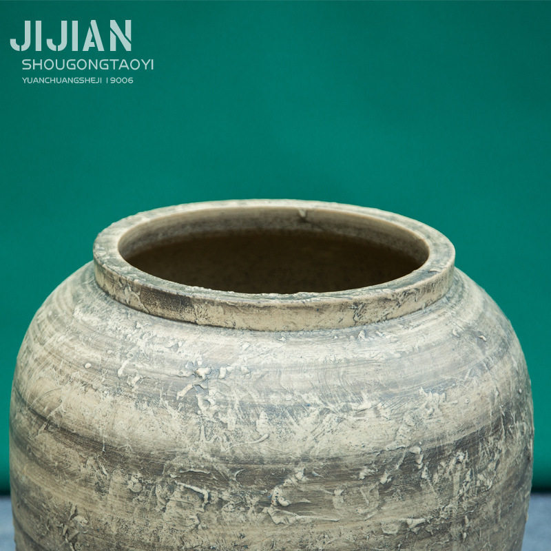 复古景德镇手工陶瓷落地大花瓶客厅干花陶罐装饰品插花艺摆件