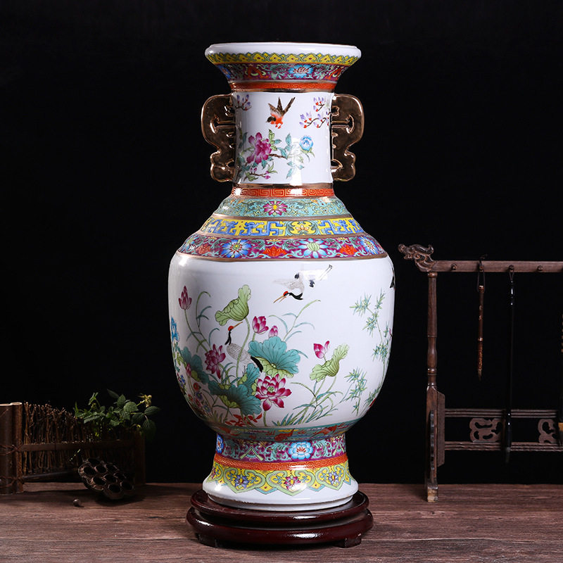 仿古中式珐琅彩瓷王 景德镇客厅家居陶瓷花瓶 瓷器摆件工艺品礼品