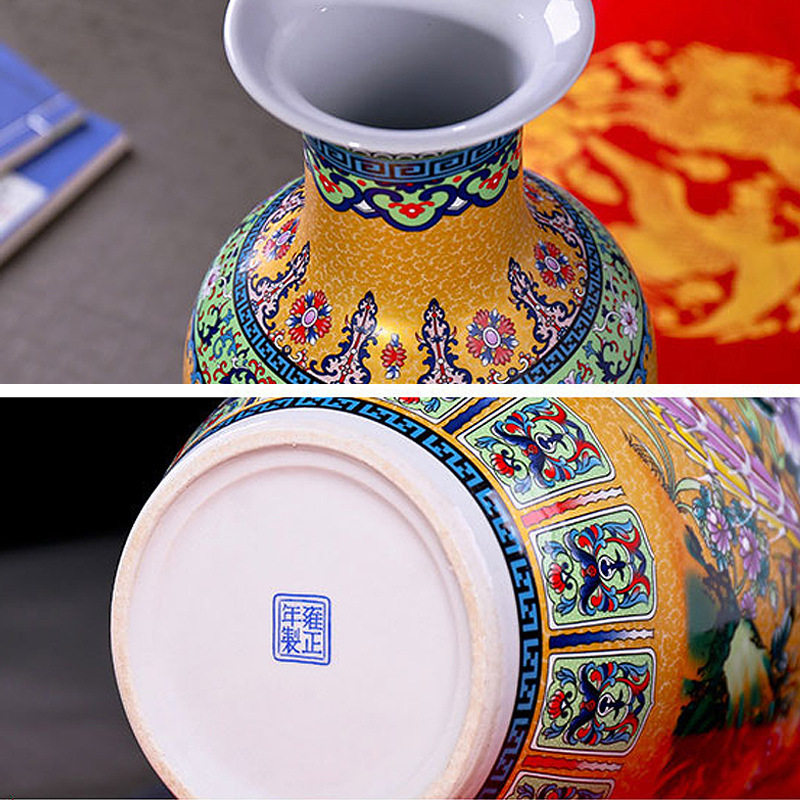 景德镇陶瓷花瓶中式落地大花瓶插花现代酒店客厅装饰品电视柜摆件