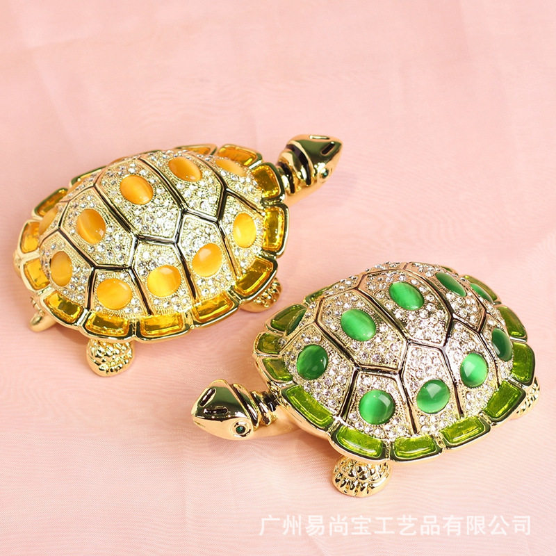 合金珐琅彩首饰盒乌龟手工艺品创意家居中式招财摆件会销文创礼品