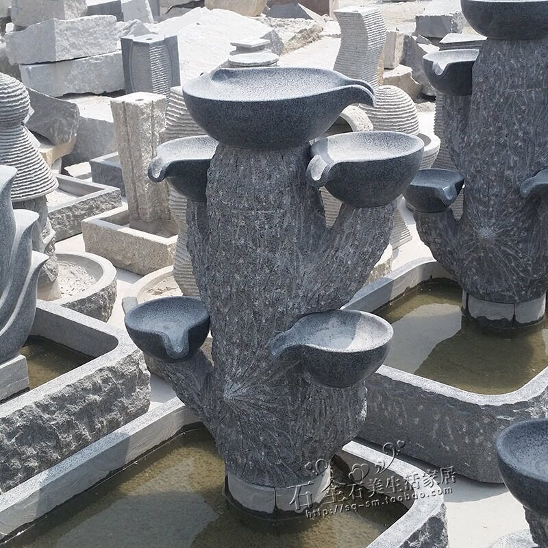 石雕流观池青石流水槽喷泉大理石喷水鱼缸水景摆件景观石材